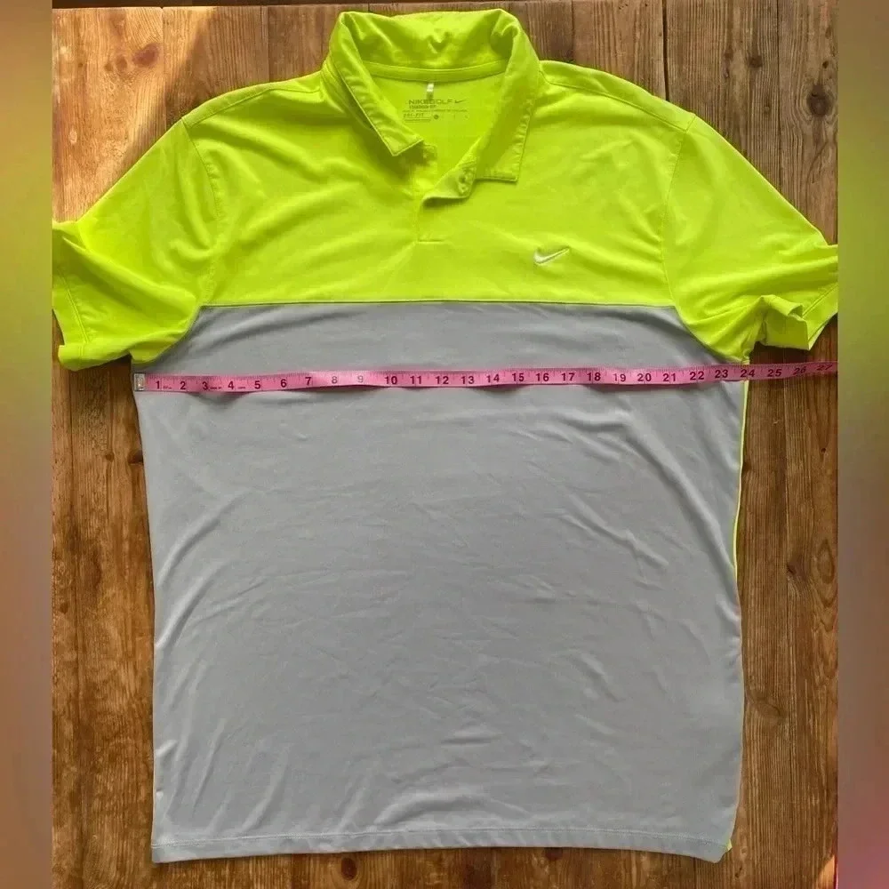 Nike Golf Dri-Fit Collared Short Sleeve Men’s Polo Shirt Large Grey‎ Yellow GUC